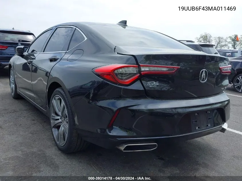 2021 Acura Tlx Technology Package VIN: 19UUB6F43MA011469 Lot: 39314178