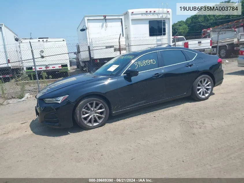 2021 Acura Tlx Standard VIN: 19UUB6F35MA003784 Lot: 39689390