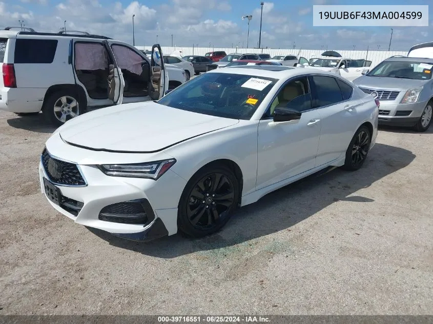 2021 Acura Tlx Technology Package VIN: 19UUB6F43MA004599 Lot: 39716551