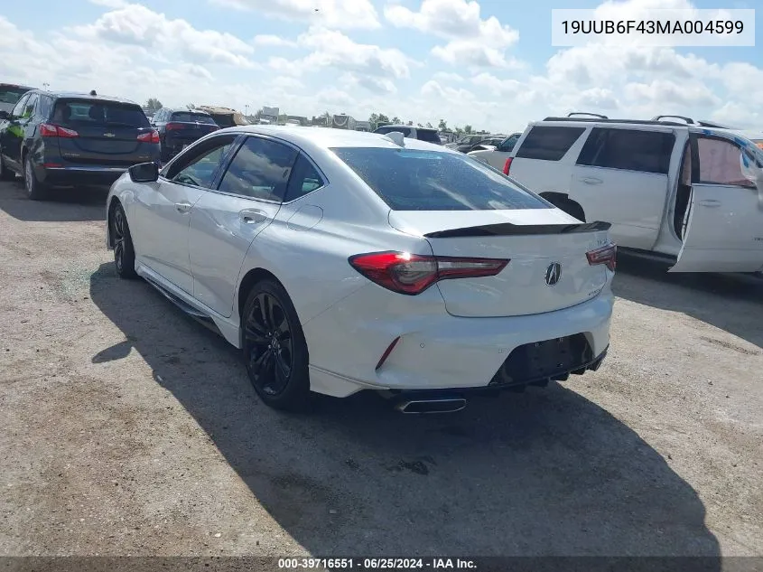 2021 Acura Tlx Technology Package VIN: 19UUB6F43MA004599 Lot: 39716551