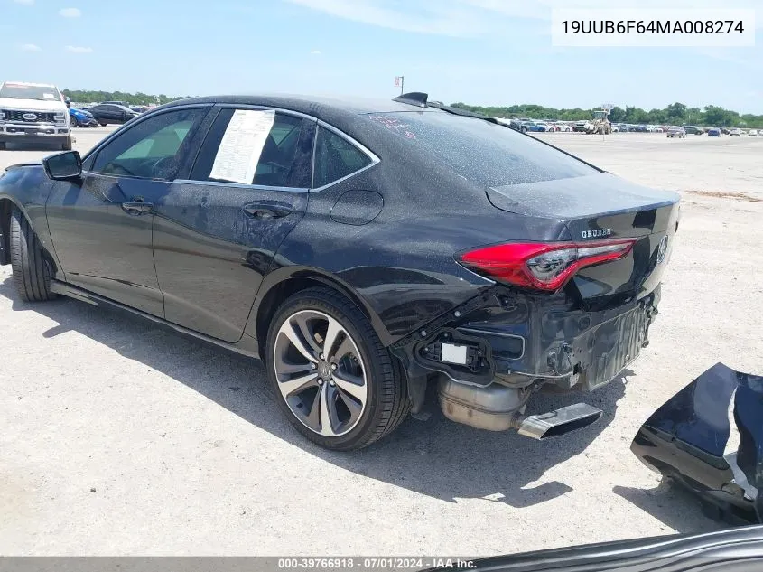 2021 Acura Tlx Advance Package VIN: 19UUB6F64MA008274 Lot: 39766918