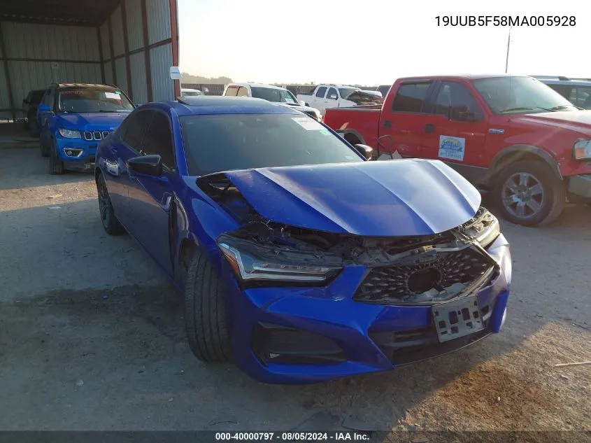 2021 Acura Tlx A-Spec Package VIN: 19UUB5F58MA005928 Lot: 40000797