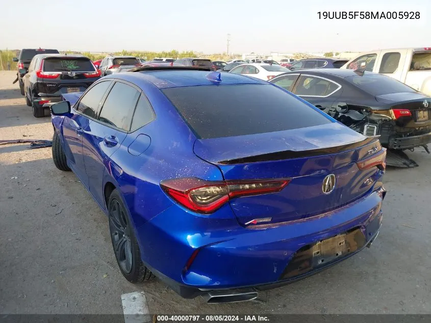 2021 Acura Tlx A-Spec Package VIN: 19UUB5F58MA005928 Lot: 40000797