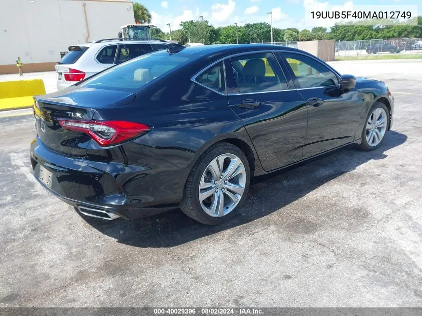 19UUB5F40MA012749 2021 Acura Tlx Technology Package