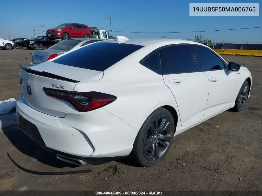 2021 Acura Tlx A-Spec Package VIN: 19UUB5F50MA006765 Lot: 40046389