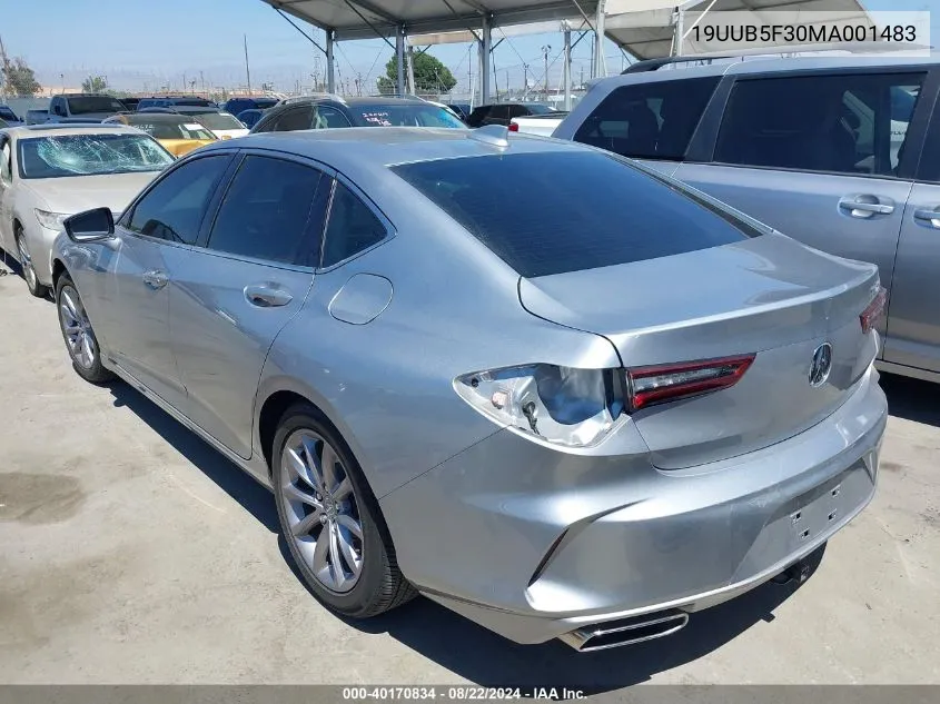 2021 Acura Tlx Standard VIN: 19UUB5F30MA001483 Lot: 40170834