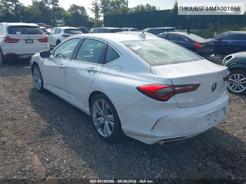 2021 Acura Tlx Technology Package VIN: 19UUB5F44MA001866 Lot: 40189280