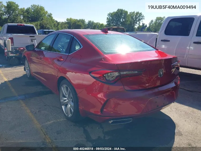 2021 Acura Tlx Technology Package VIN: 19UUB5F40MA009494 Lot: 40246518