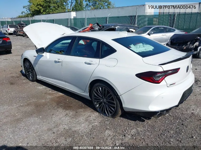 2021 Acura Tlx Type S VIN: 19UUB7F07MA000476 Lot: 40307688