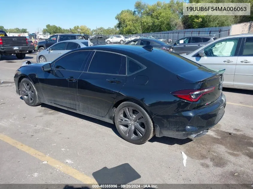 2021 Acura Tlx A-Spec Package VIN: 19UUB6F54MA006063 Lot: 40385996