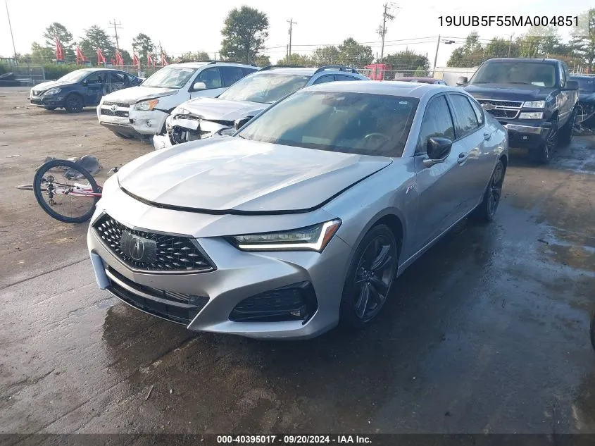 2021 Acura Tlx A-Spec Package VIN: 19UUB5F55MA004851 Lot: 40395017