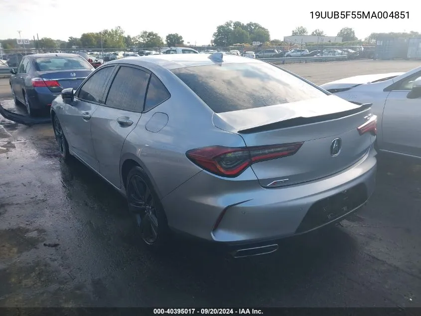 2021 Acura Tlx A-Spec Package VIN: 19UUB5F55MA004851 Lot: 40395017