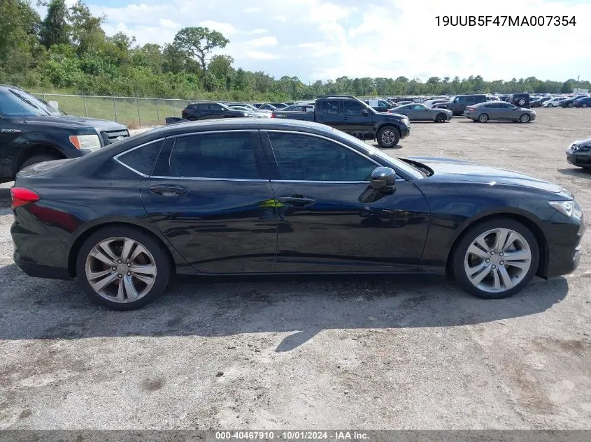 2021 Acura Tlx Technology VIN: 19UUB5F47MA007354 Lot: 40467910