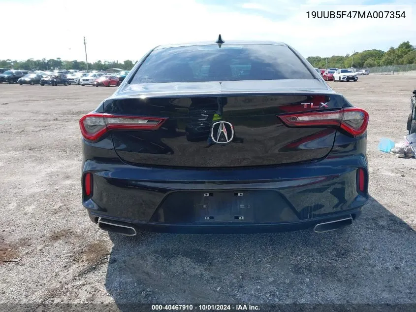 2021 Acura Tlx Technology VIN: 19UUB5F47MA007354 Lot: 40467910