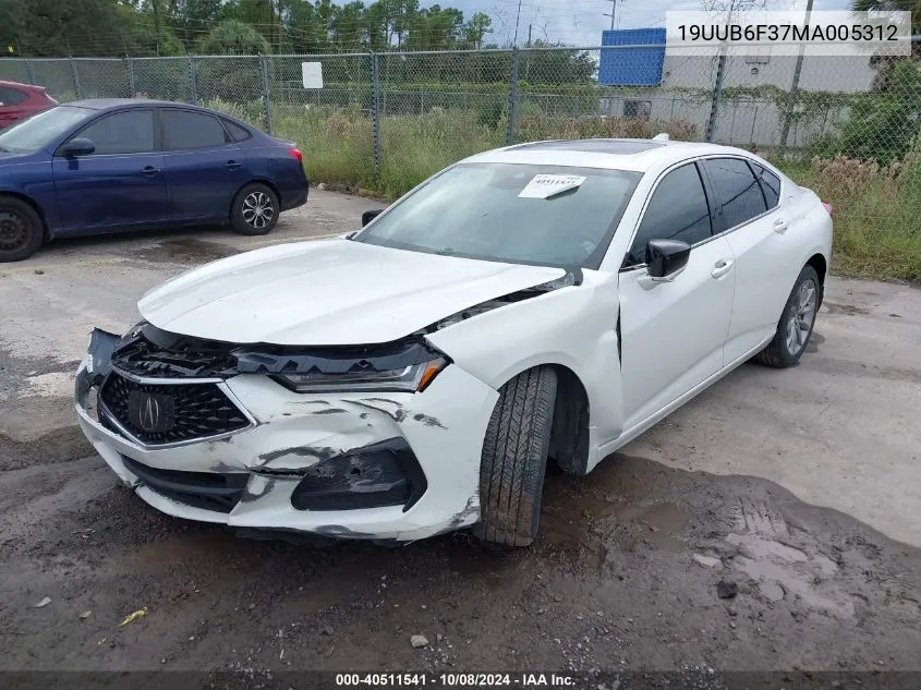 19UUB6F37MA005312 2021 Acura Tlx Standard