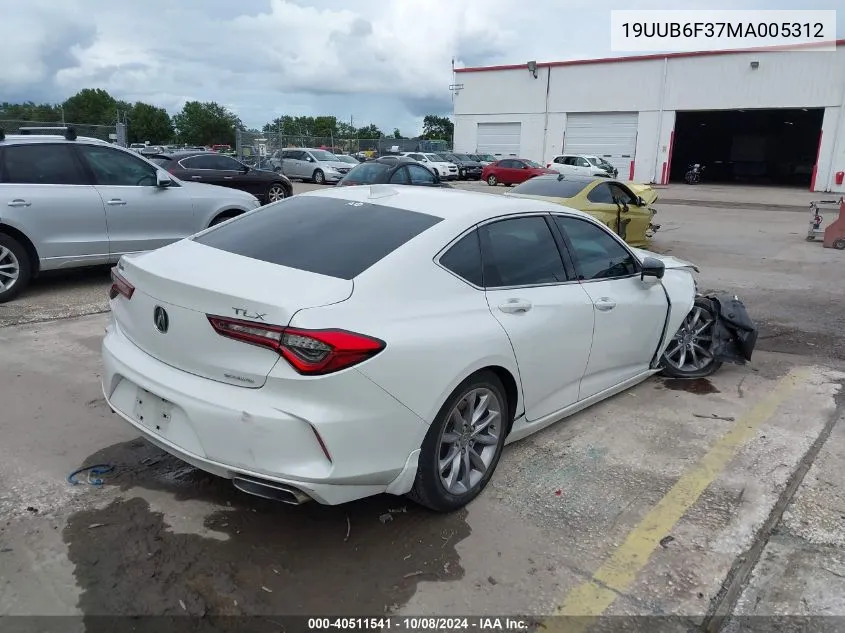 19UUB6F37MA005312 2021 Acura Tlx Standard