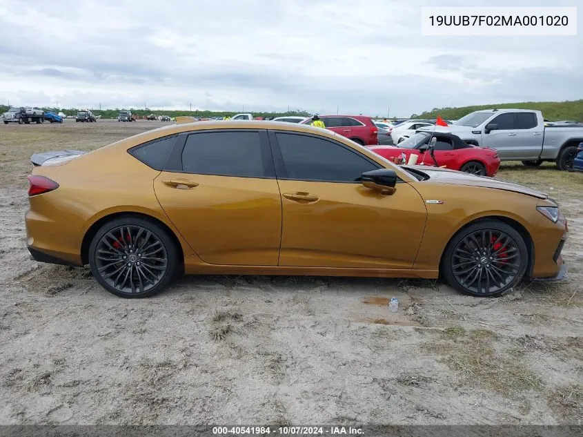 2021 Acura Tlx Type S VIN: 19UUB7F02MA001020 Lot: 40541984