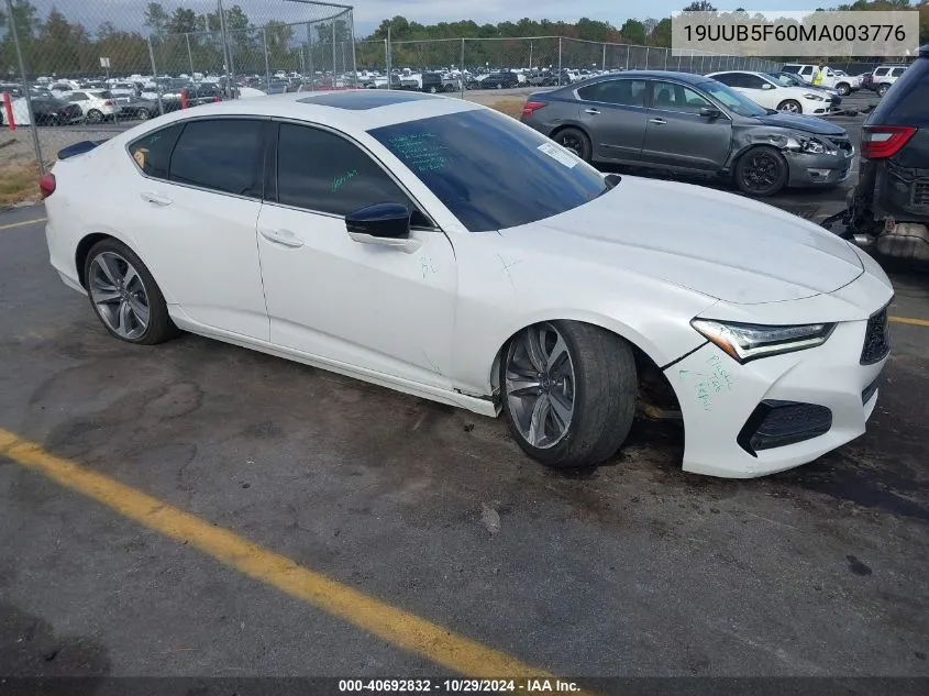 2021 Acura Tlx Advance Package VIN: 19UUB5F60MA003776 Lot: 40692832