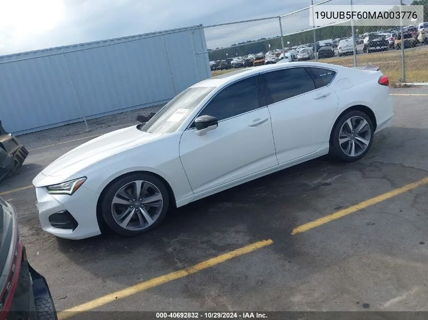 2021 Acura Tlx Advance Package VIN: 19UUB5F60MA003776 Lot: 40692832