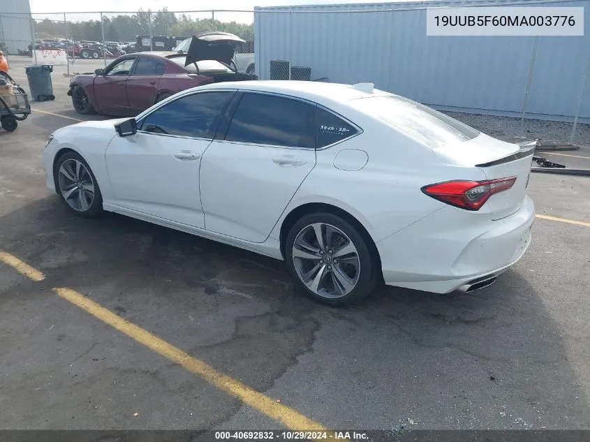 2021 Acura Tlx Advance Package VIN: 19UUB5F60MA003776 Lot: 40692832