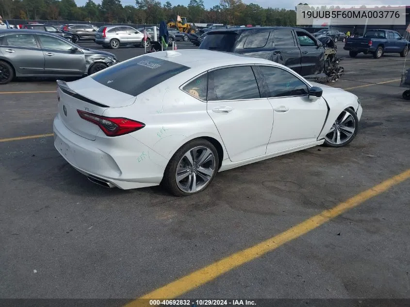 2021 Acura Tlx Advance Package VIN: 19UUB5F60MA003776 Lot: 40692832