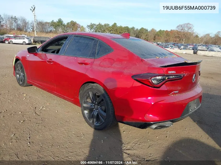 2021 Acura Tlx A-Spec Package VIN: 19UUB6F55MA000739 Lot: 40694166