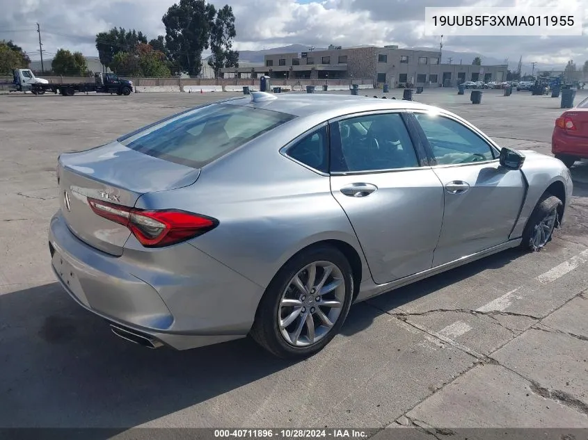 2021 Acura Tlx Standard VIN: 19UUB5F3XMA011955 Lot: 40711896