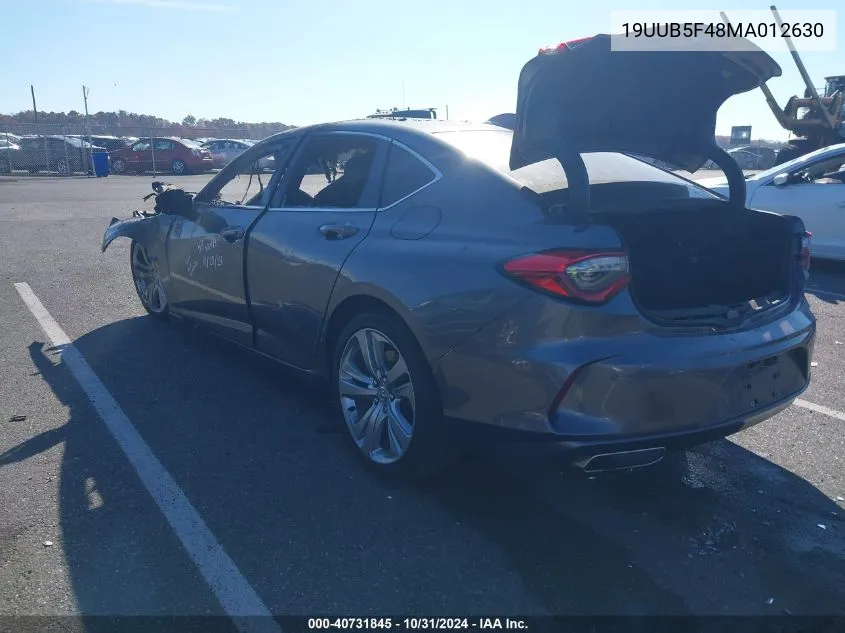 2021 Acura Tlx Technology Package VIN: 19UUB5F48MA012630 Lot: 40731845