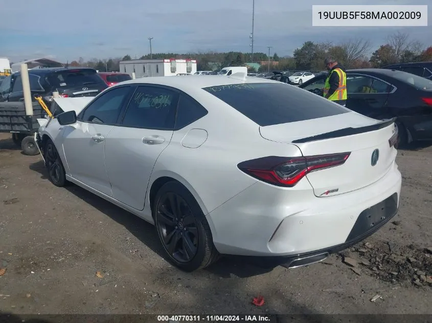 2021 Acura Tlx A-Spec Package VIN: 19UUB5F58MA002009 Lot: 40770311