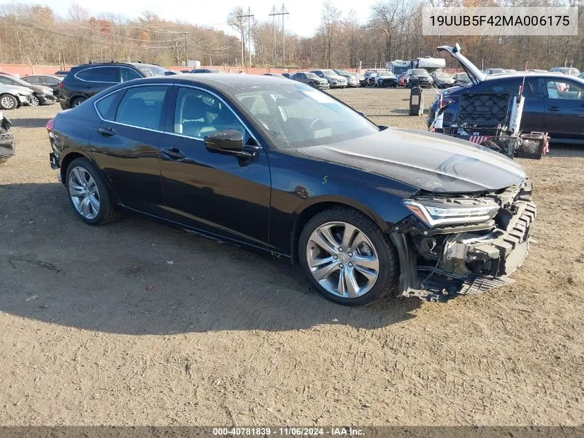 2021 Acura Tlx Technology Package VIN: 19UUB5F42MA006175 Lot: 40781839