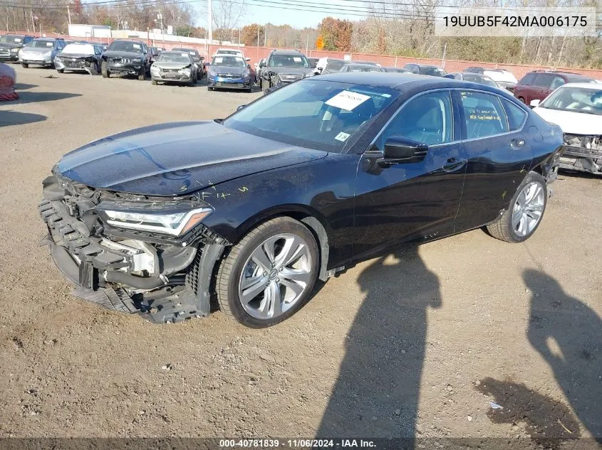 2021 Acura Tlx Technology Package VIN: 19UUB5F42MA006175 Lot: 40781839