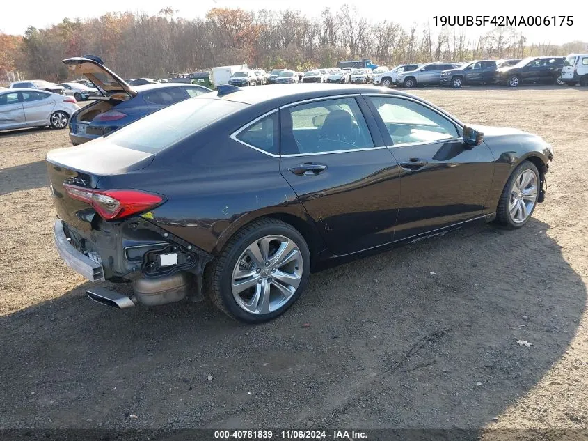 2021 Acura Tlx Technology Package VIN: 19UUB5F42MA006175 Lot: 40781839