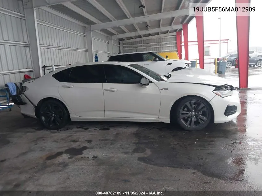 2021 Acura Tlx A-Spec Package VIN: 19UUB5F56MA012909 Lot: 40782189