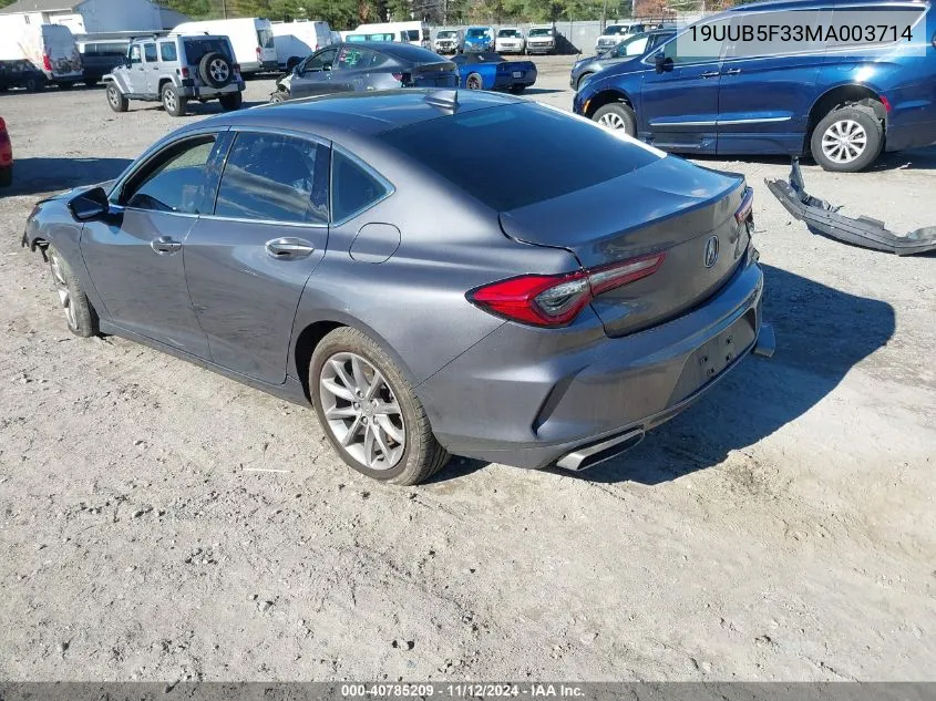 19UUB5F33MA003714 2021 Acura Tlx Standard