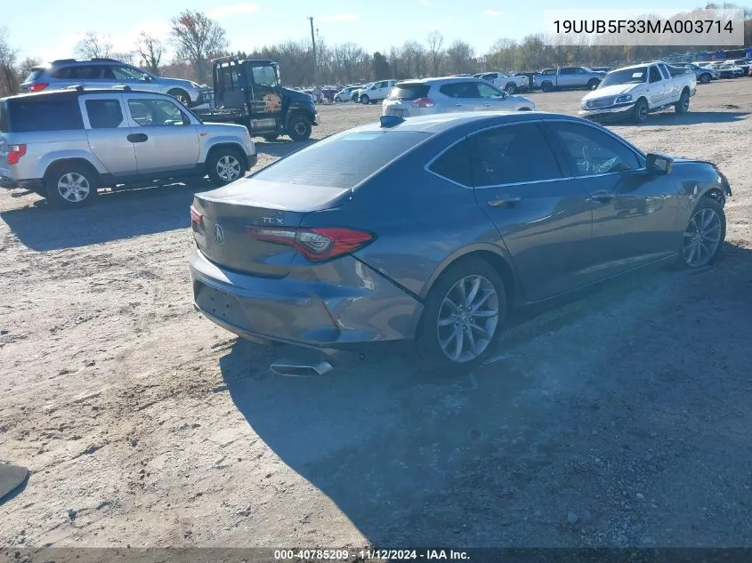 19UUB5F33MA003714 2021 Acura Tlx Standard