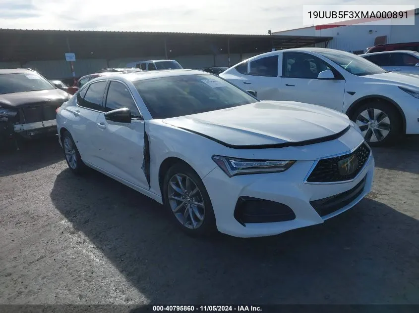 2021 Acura Tlx Standard VIN: 19UUB5F3XMA000891 Lot: 40795860