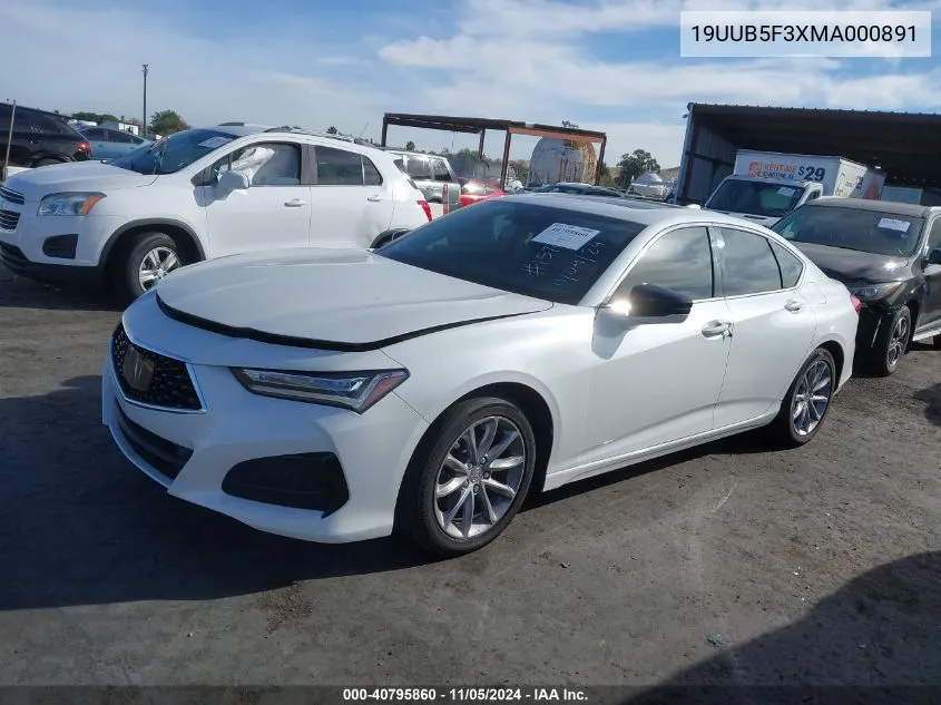 2021 Acura Tlx Standard VIN: 19UUB5F3XMA000891 Lot: 40795860