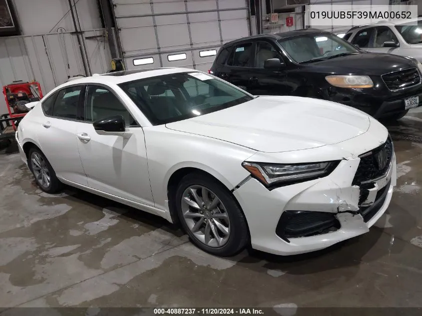 2021 Acura Tlx Standard VIN: 019UUB5F39MA00652 Lot: 40887237