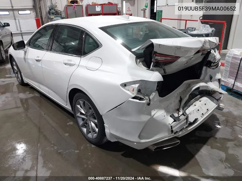 2021 Acura Tlx Standard VIN: 019UUB5F39MA00652 Lot: 40887237