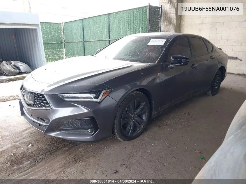 2022 Acura Tlx A-Spec Package VIN: 19UUB6F58NA001076 Lot: 38831014