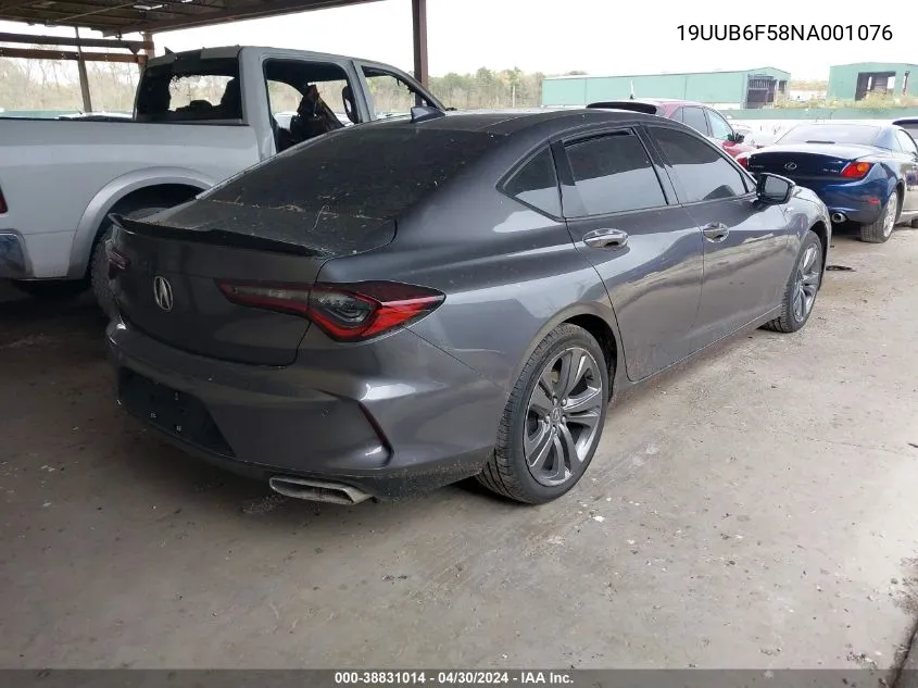 2022 Acura Tlx A-Spec Package VIN: 19UUB6F58NA001076 Lot: 38831014