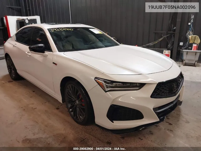 2022 Acura Tlx Type S VIN: 19UUB7F05NA002096 Lot: 39082900