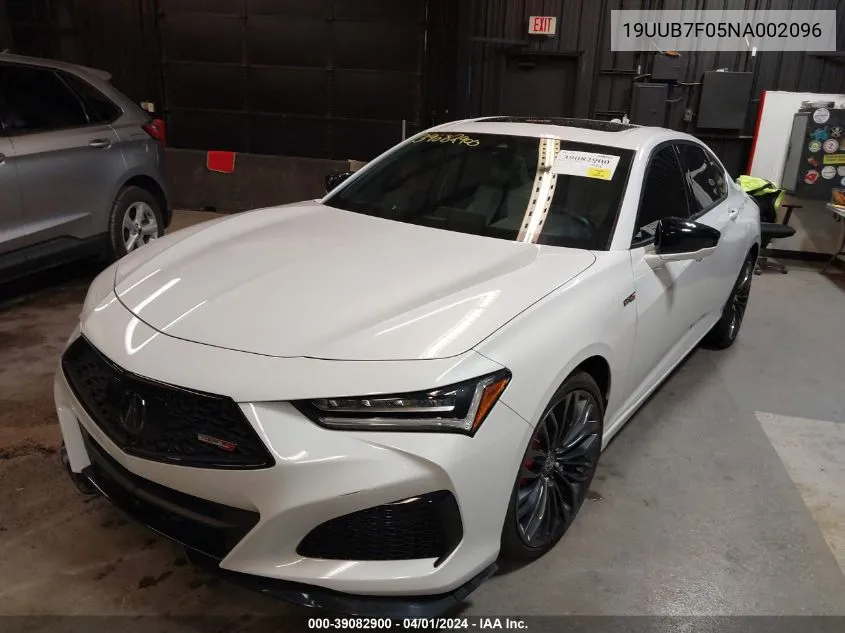 2022 Acura Tlx Type S VIN: 19UUB7F05NA002096 Lot: 39082900