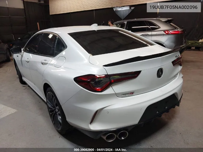 2022 Acura Tlx Type S VIN: 19UUB7F05NA002096 Lot: 39082900