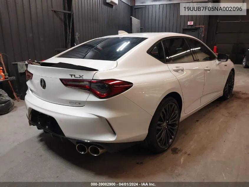 2022 Acura Tlx Type S VIN: 19UUB7F05NA002096 Lot: 39082900