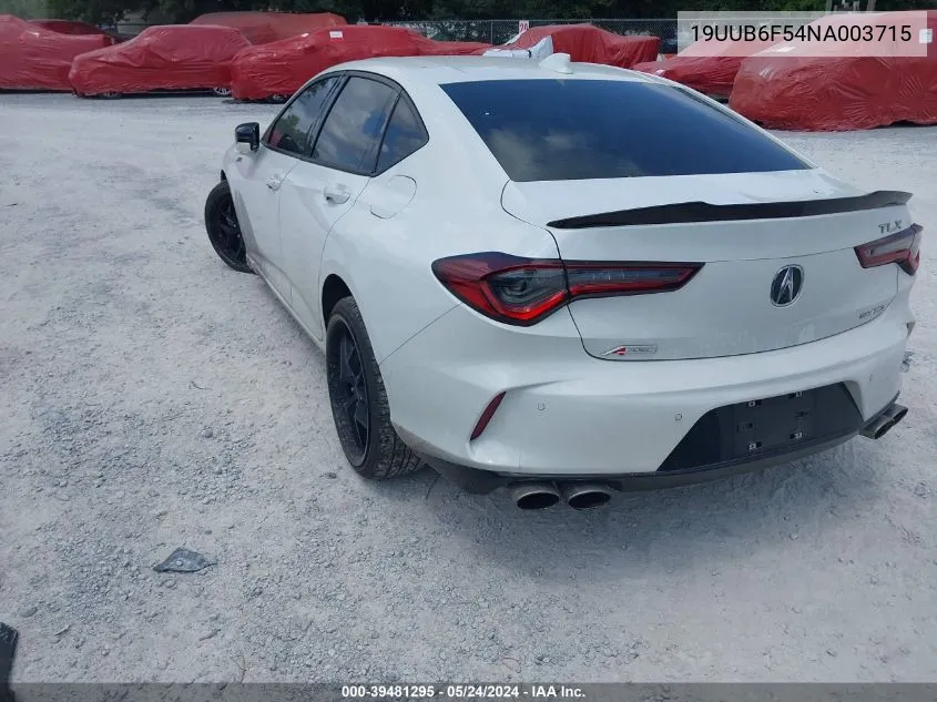 2022 Acura Tlx A-Spec Package VIN: 19UUB6F54NA003715 Lot: 39481295