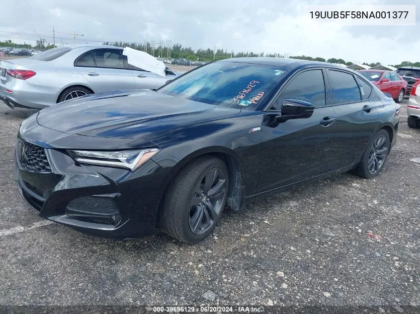 2022 Acura Tlx A-Spec Package VIN: 19UUB5F58NA001377 Lot: 39696129