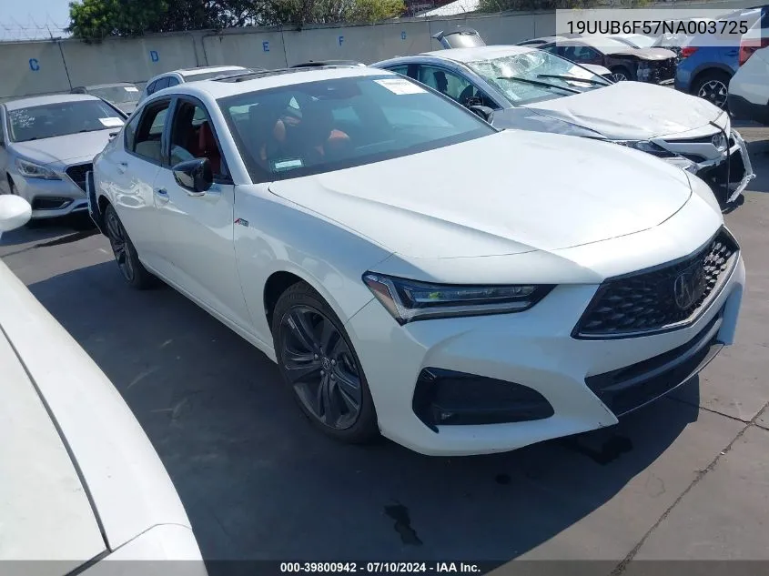 2022 Acura Tlx A-Spec Package VIN: 19UUB6F57NA003725 Lot: 39800942