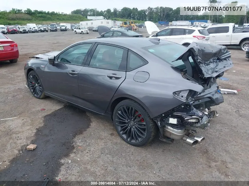 2022 Acura Tlx Type S VIN: 19UUB7F07NA001077 Lot: 39814884