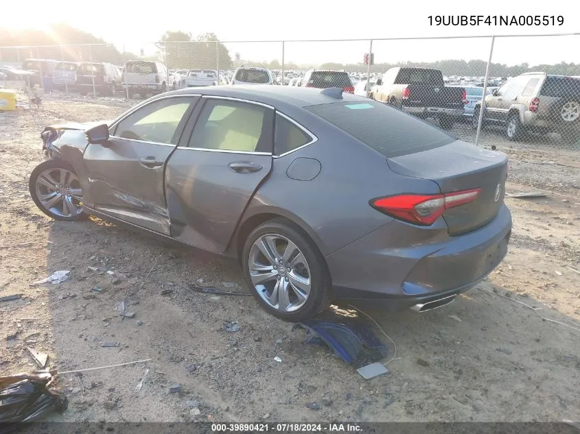 19UUB5F41NA005519 2022 Acura Tlx Technology Package